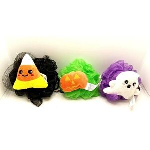 Halloween loofah ghost candy corn pumpkin body sponge pouf loofah gift set